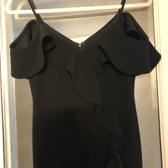 BHLDN Black Ruffled Off-Shoulder Wedding Dress - Picture 6 of 7